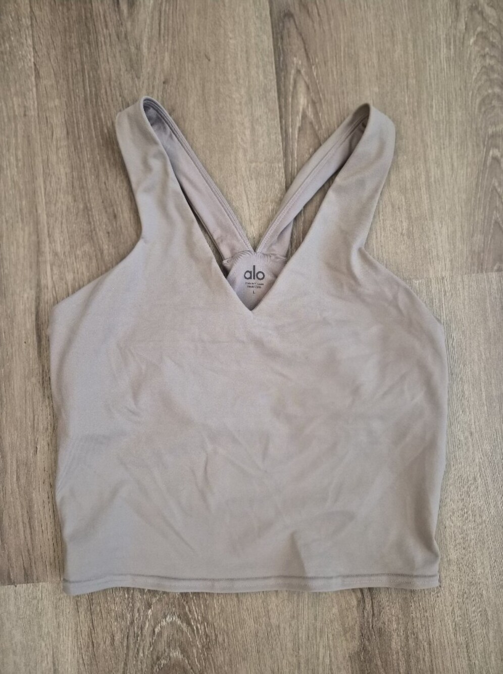 ALO Yoga V-Neck Cropped Tank Top in Taupe